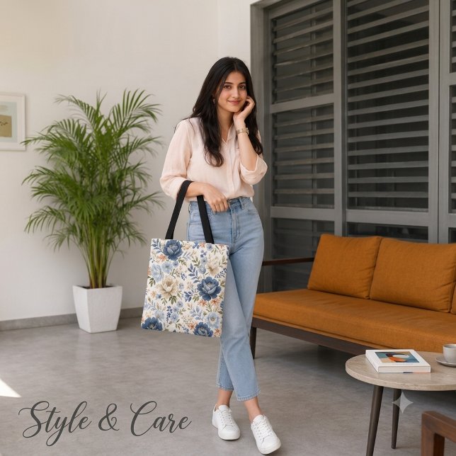 Midnight Bloom Tidlös Blommig Elegans Totebag Tygkasse (Midnight Bloom Timeless Floral Elegance Tote Bag)