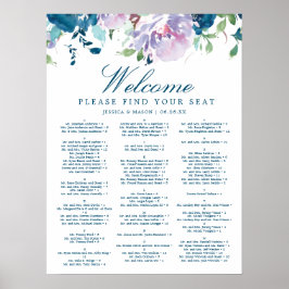 Midnight Blooms Blommig Bröllopsställningsskylt Poster