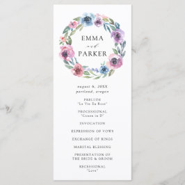 Midnight Blooms Blommigt WAN | Bröllop Ceremony Program