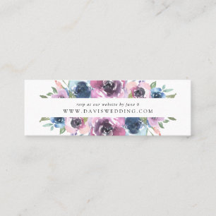 Midnight Blooms   Bröllopswebbplats RSVP-kort Mini Visitkort