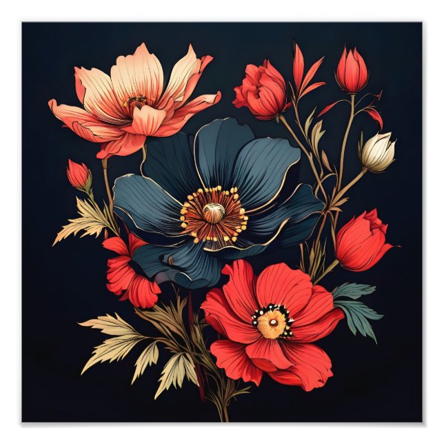 Midnight Blooms Fototryck (Framsidan)