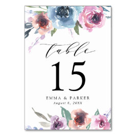 Midnight Blooms | Lila och Blå Blommig Bröllop Bordsnummer
