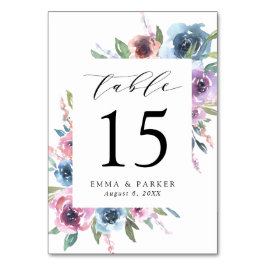 Midnight Blooms | Lila och Blå Blommig Bröllop Bordsnummer