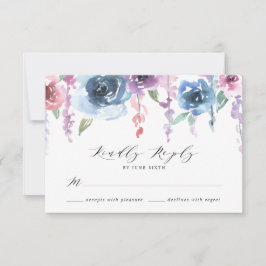 Midnight Blooms | Lila och Blå Blommig Bröllop OSA Kort