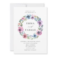 Midnight Blooms | Lila och Blå Blommig Bröllopsinb