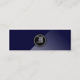 Midnight Blue Abstrakt Gothic Monogram Mini Visitkort