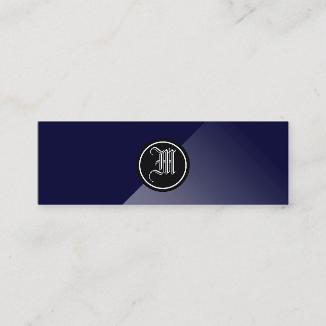 Midnight Blue Abstrakt Gothic Monogram Mini Visitkort (Framsida)