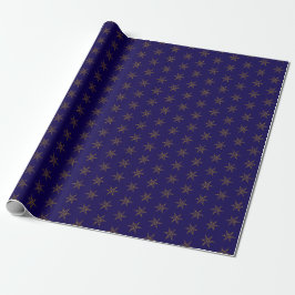 Midnight Blue and Gold Star Wrapping Paper Presentpapper