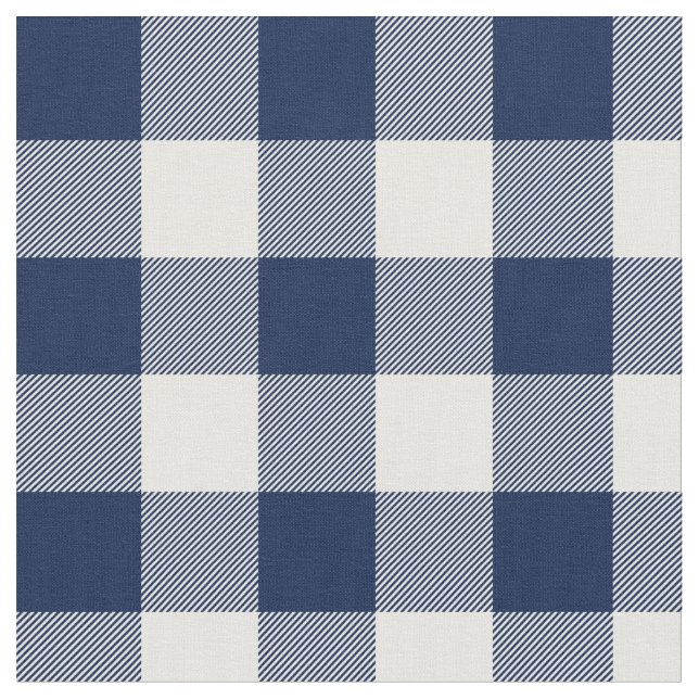 Midnight Blue and White Gingham Play Tyg (Närbild)