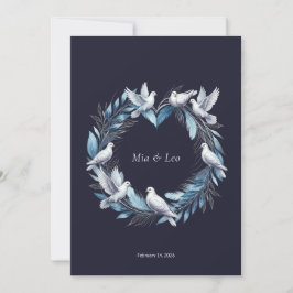 Midnight Blue and Wreath / Boda Azul y Corona Inbjudningar