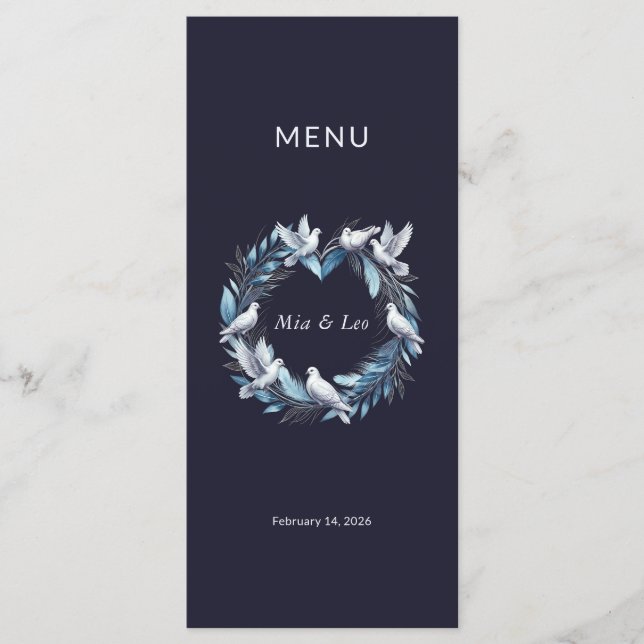  Midnight Blue and Wreath / Boda Azul y Corona  Meny (Framsida)