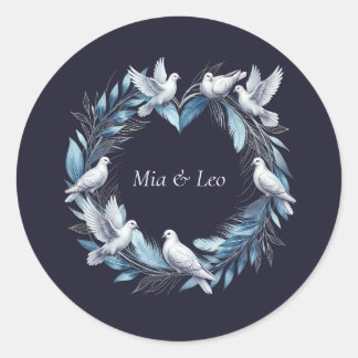 Midnight Blue and Wreath / Boda Azul y Corona Runt Klistermärke