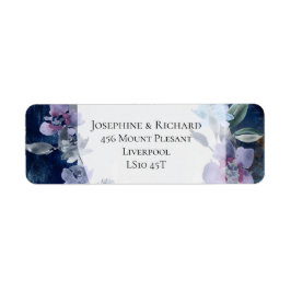 Midnight Blue Anemone blommigt rustic skönhet, Returadress Etikett