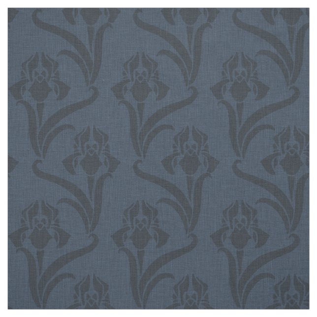 Midnight Blue Art nouveau Iris Fabric Tyg (Provkarta)