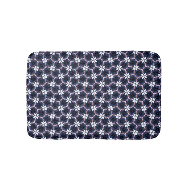 Midnight Blue Blommig Badrumsmatta (Framsidan)