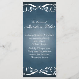 Midnight Blue Blommigt Posh-Bröllopsprogrammet Program
