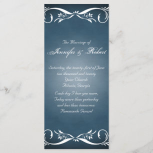 Midnight Blue Blommigt Posh-Bröllopsprogrammet Program