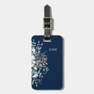 Midnight Blue Botanical Blommigt Bagagebricka