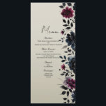 Midnight Blue Burgundy Inky Blommigt Almond Menu Meny<br><div class="desc">Matchande objekt i den här designen är tillgängliga.</div>