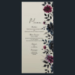 Midnight Blue Burgundy Inky Blommigt Almond Menu Meny<br><div class="desc">Matchande objekt i den här designen är tillgängliga.</div>