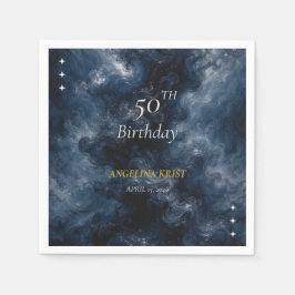 Midnight Blue Celestial Birthday Party Napkin Pappersservett