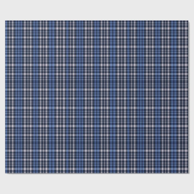 Midnight Blue Check Plaid Presentpapper (Platt)