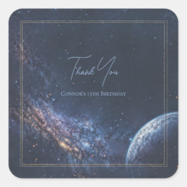 Midnight Blue Cinematic Milky Way Frame Fyrkantigt Klistermärke