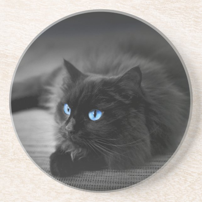 Midnight Blue Eyes - Rund sandstensunderlägg Underlägg (Framsidan)