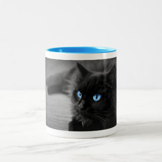 Midnight Blue Eyes — Svart Katt Kaffe Mugg