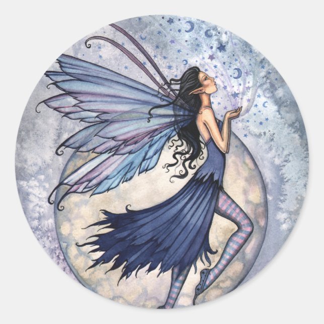 Midnight Blue Fairy-dekaler av Molly Harrison Runt Klistermärke (Framsida)