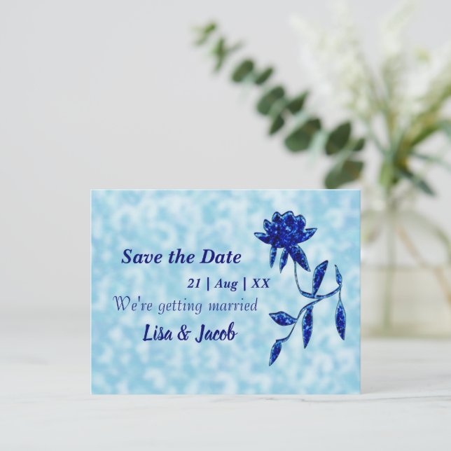 Midnight Blue Flora Vykort (Stående Fram)