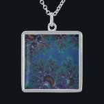 Midnight Blue Frost Fractal Sterling Silver Halsband<br><div class="desc">Midnight Blue Frost Fractal känner dig fri att lägga till ditt eget ord och/eller bilder till det här objektet,  eller ändra bakgrunden till färg,  via Zazzles underbara anpassningsverktyg. Denna design finns även på många andra produkter. Tack för att du stannar! Välsigna dig!</div>