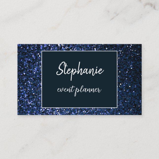 Midnight Blue Glitter White Professionell Luxury Visitkort (Framsida)