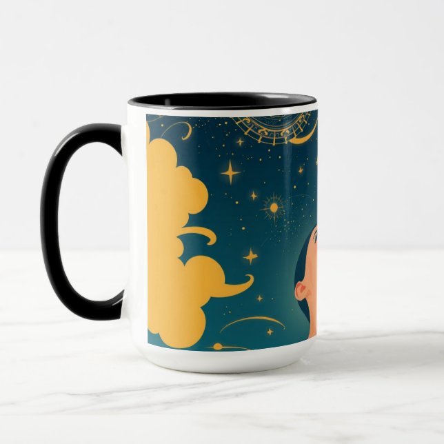 Midnight Blue Gold Starry Sky Dreamer Custom Mugg (Vänster)