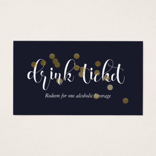 Midnight Blue & Guld Confetti Drink Biljett (Framsidan)