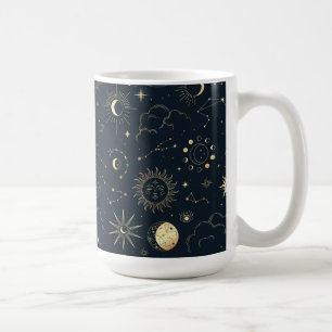 Midnight Blue Guld Star Constellation Mönster Kaffemugg