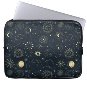 Midnight Blue Guld Star Constellation Mönster Laptop Fodral