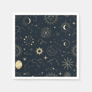 Midnight Blue Guld Star Constellation Mönster Pappersservett