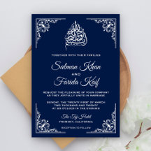 Midnight Blue Islamskt Muslimsk Bröllopsinbjudan