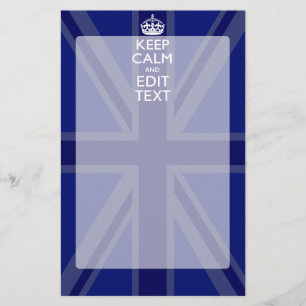 Midnight Blue Keep Calm Med Din Text Union Jack Brevpapper