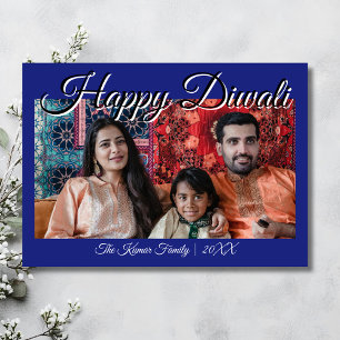 Midnight Blue Lyx Diwali-Fotogruß Julkort
