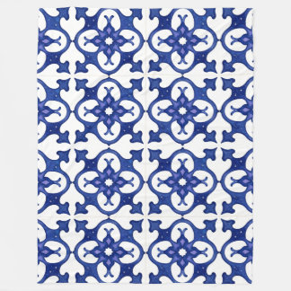 Midnight Blue Mandala Mosaic Cozy Blanket Fleecefilt