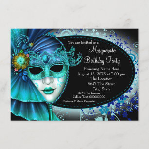 Midnight Blue Maskeradfest Inbjudningar