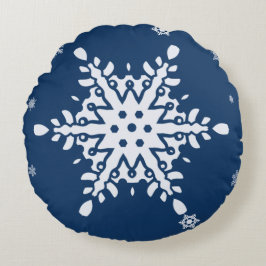 MIDNIGHT BLUE MED SNOWY SNOWFLAKE HELGDAG RUND KUDDE
