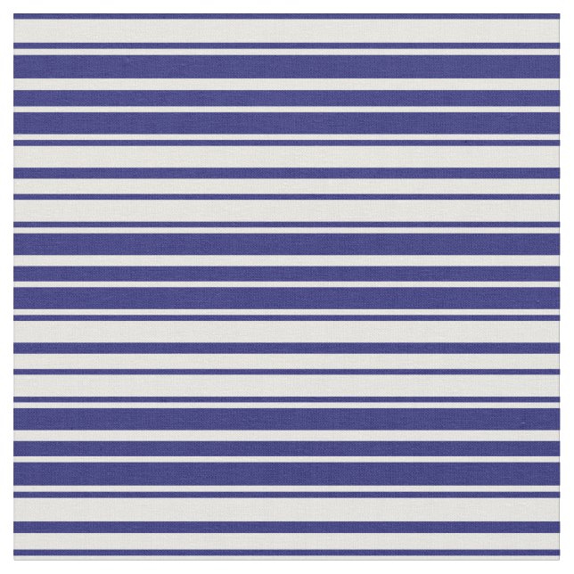 Midnight Blue & Mint Cream Färgad Linjer Mönster Tyg (Närbild)