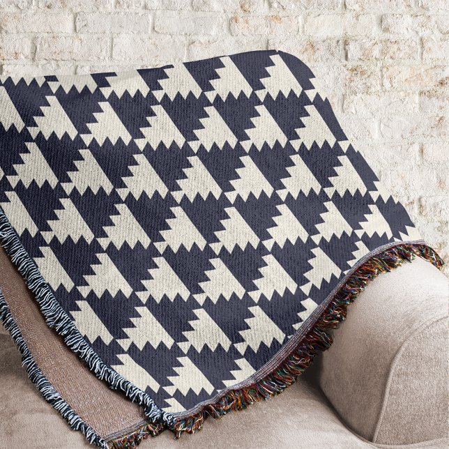 Midnight Blue Modern Aztec Geometric Mönster Mysfilt (Skapare uppladdad)