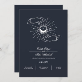 Midnight Blue Mystical Händer Celestial Handfastea Inbjudningar