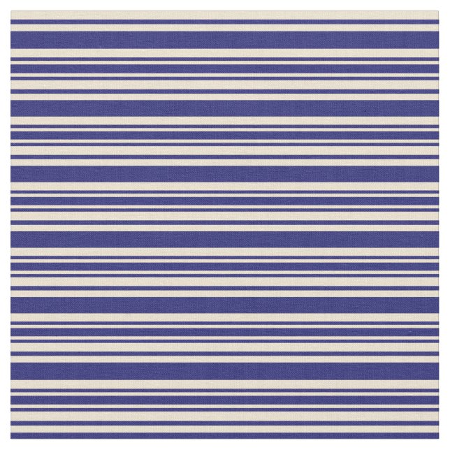 Midnight Blue och Beige Stripe Mönster Tyg (Närbild)