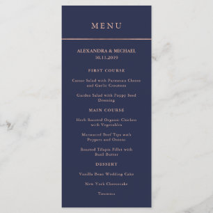 Midnight Blue och Faux Ro Guld Gräns Menu Meny