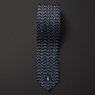 Midnight Blue och Guld Art Deco Slips
